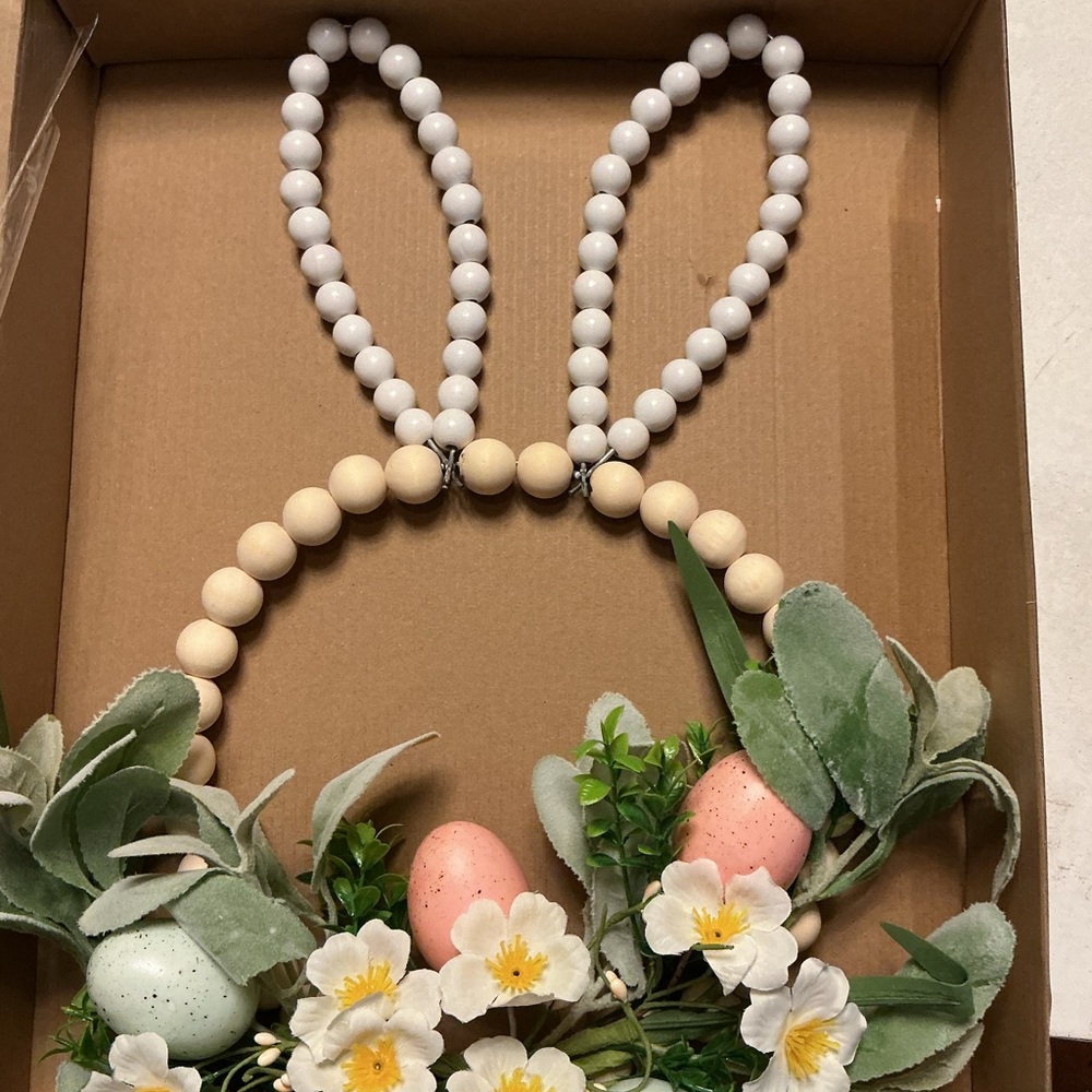 Easter Bunny Ear Wreath with Pastel Accents